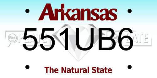 551UB6 Arkansas License Plate