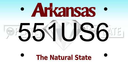 551US6 Arkansas License Plate