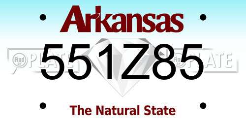 551Z85 Arkansas License Plate