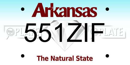 551ZIF Arkansas License Plate