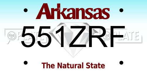 551ZRF Arkansas License Plate