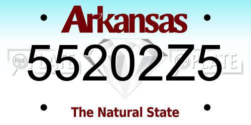 55202Z5 Arkansas License Plate