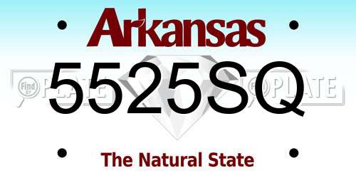 5525SQ Arkansas License Plate
