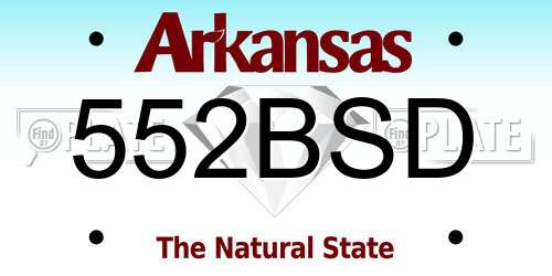 552BSD Arkansas License Plate