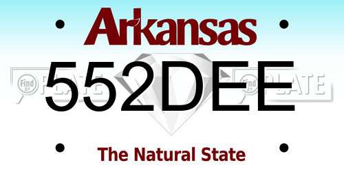 552DEE Arkansas License Plate