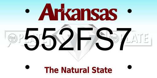 552FS7 Arkansas License Plate
