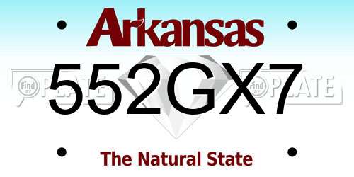 552GX7 Arkansas License Plate