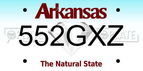552GXZ Arkansas License Plate