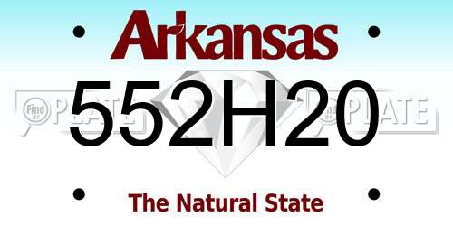 552H20 Arkansas License Plate