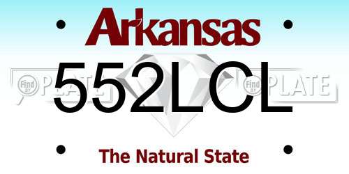 552LCL Arkansas License Plate