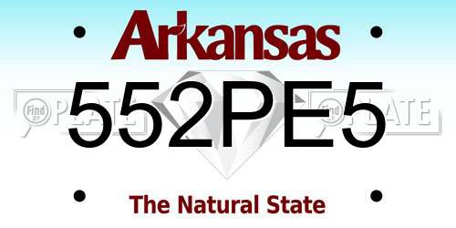 552PE5 Arkansas License Plate