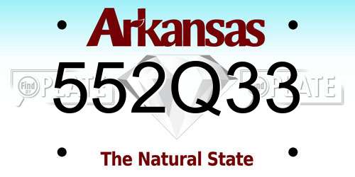 552Q33 Arkansas License Plate