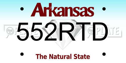 552RTD Arkansas License Plate
