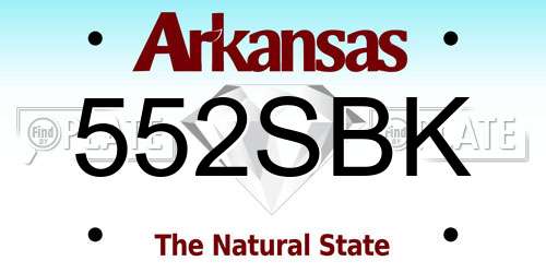 552SBK Arkansas License Plate