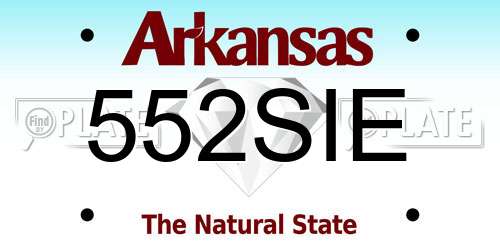552SIE Arkansas License Plate