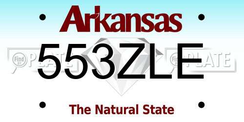 553ZLE Arkansas License Plate