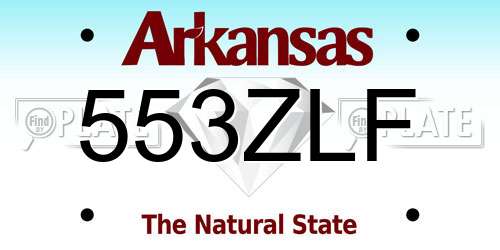 553ZLF Arkansas License Plate