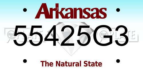 55425G3 Arkansas License Plate