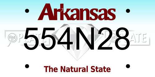 554N28 Arkansas License Plate