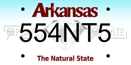 554NT5 Arkansas License Plate