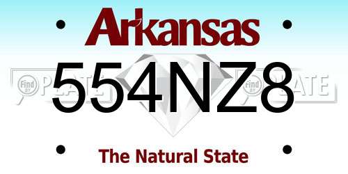554NZ8 Arkansas License Plate