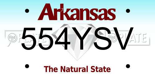 554YSV Arkansas License Plate