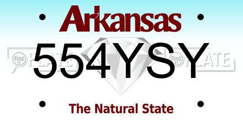 554YSY Arkansas License Plate