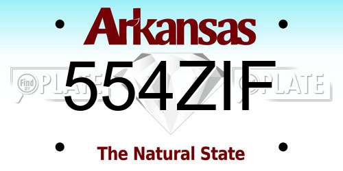 554ZIF Arkansas License Plate