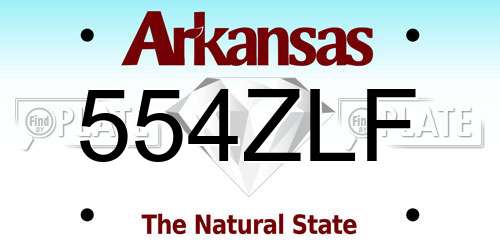 554ZLF Arkansas License Plate