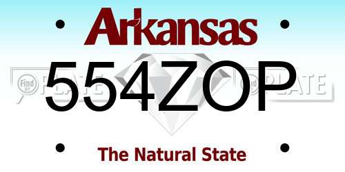 554ZOP Arkansas License Plate