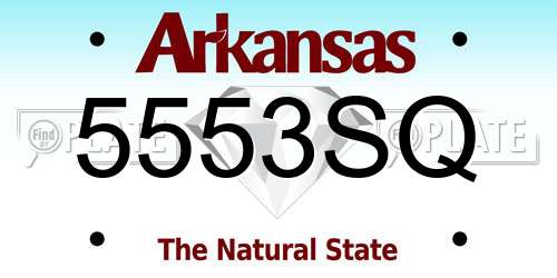 5553SQ Arkansas License Plate