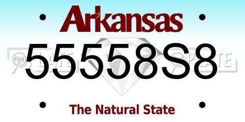 55558S8 Arkansas License Plate