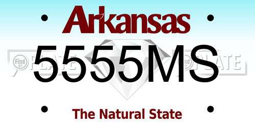 5555MS Arkansas License Plate