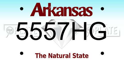 5557HG Arkansas License Plate
