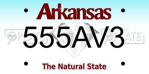 555AV3 Arkansas License Plate