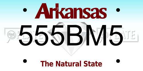 555BM5 Arkansas License Plate