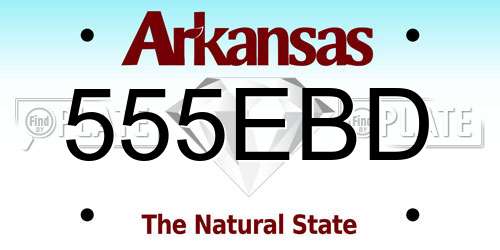 555EBD Arkansas License Plate