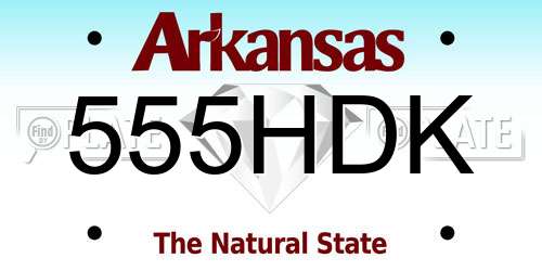 555HDK Arkansas License Plate