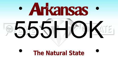 555HOK Arkansas License Plate