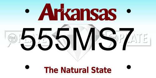 555MS7 Arkansas License Plate