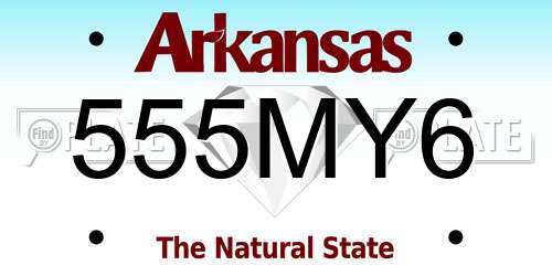 555MY6 Arkansas License Plate