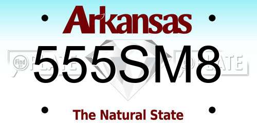 555SM8 Arkansas License Plate