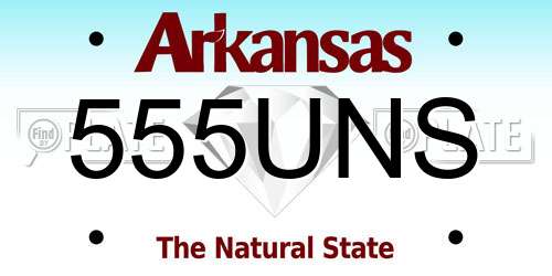 555UNS Arkansas License Plate