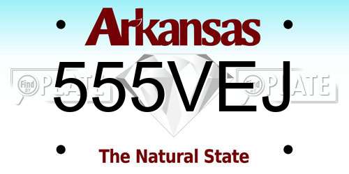 555VEJ Arkansas License Plate