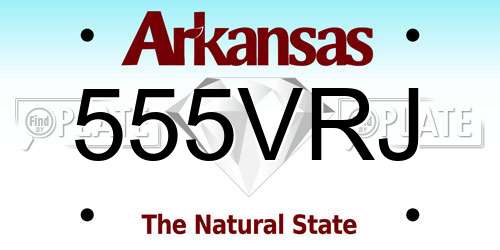 555VRJ Arkansas License Plate