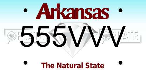 555VVV Arkansas License Plate