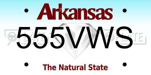 555VWS Arkansas License Plate