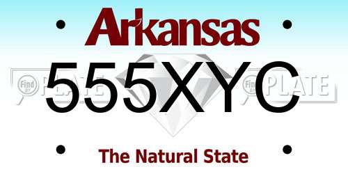 555XYC Arkansas License Plate