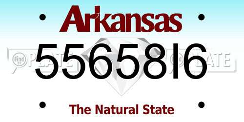 55658I6 Arkansas License Plate