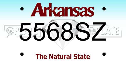 5568SZ Arkansas License Plate